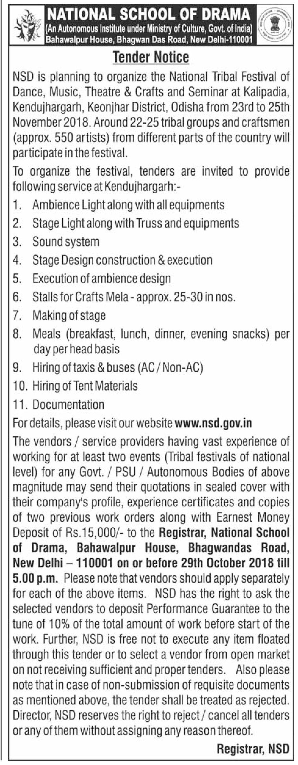 Tender for Various Services in Kendujhargarh